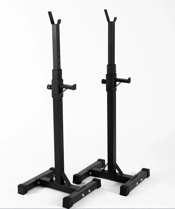Black Split Squat Rack – Adjustable Household Fitness