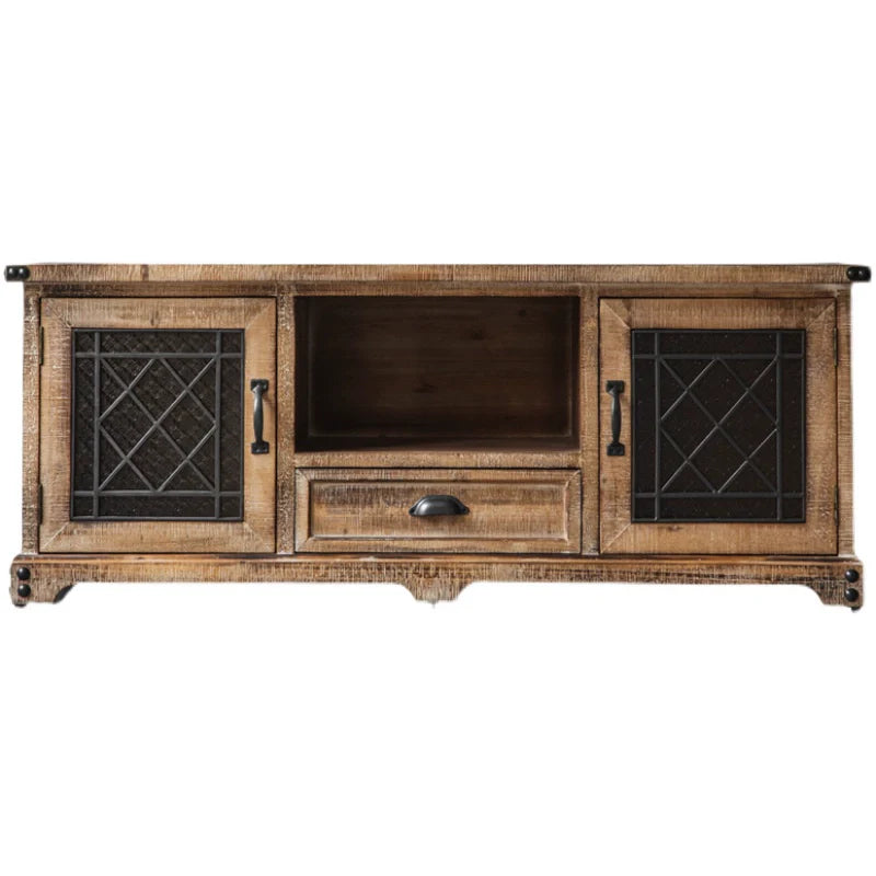 Retro Solid Wood TV Cabinet with Storage
