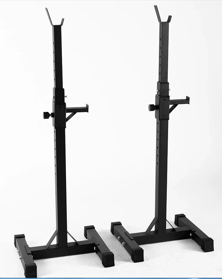 Black Split Squat Rack – Adjustable Household Fitness
