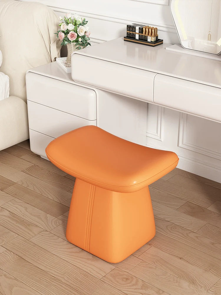 Vibrant Orange Leather Changing Stool