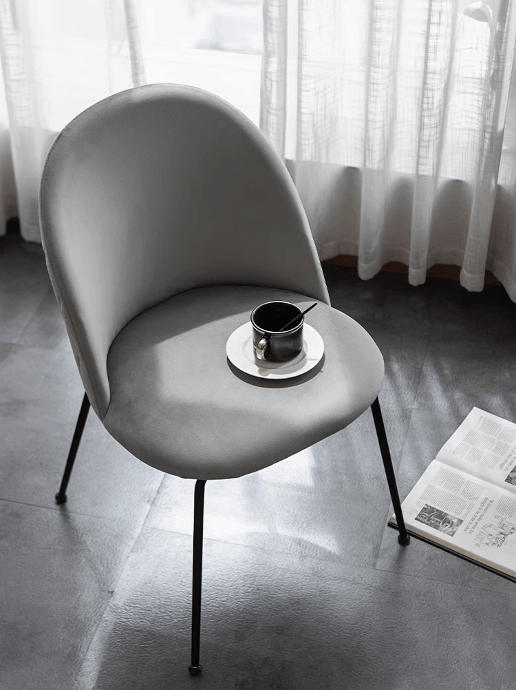 Light Luxury Velvet Dining Chair Modern Leisure Chair with Backrest Grey