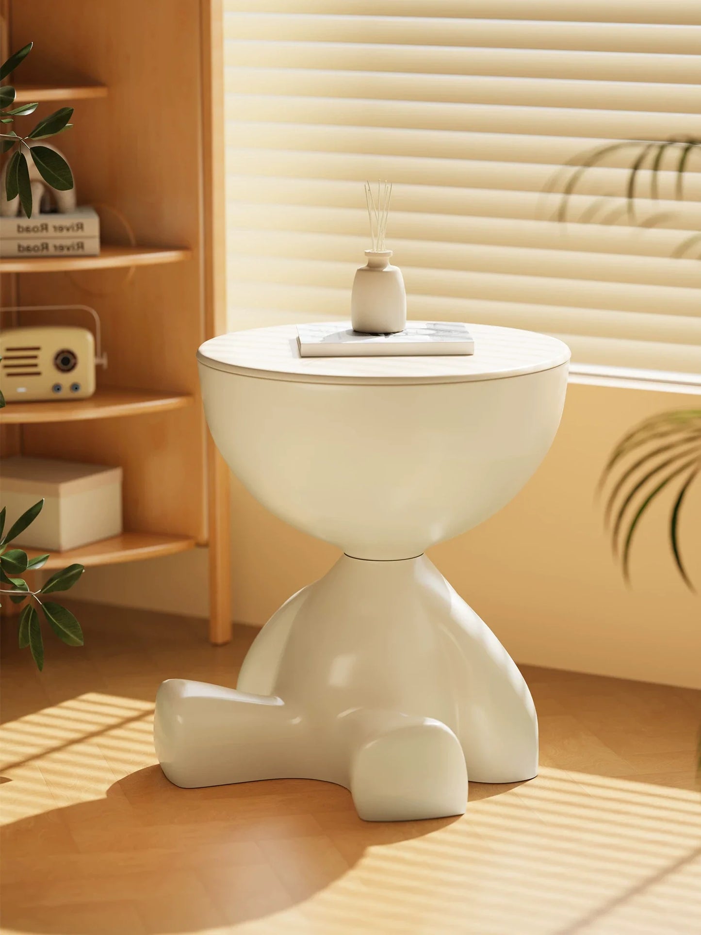 Cream White Creative Storage Side Table - 41cm Height