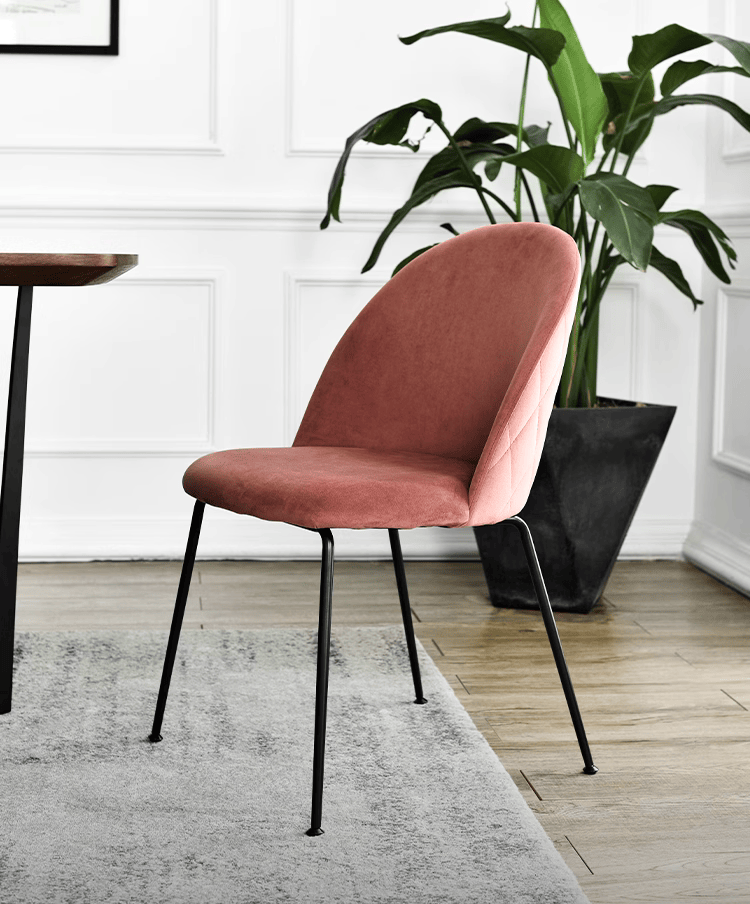 Light Luxury Velvet Dining Chair Modern Leisure Chair with Backrest Pink