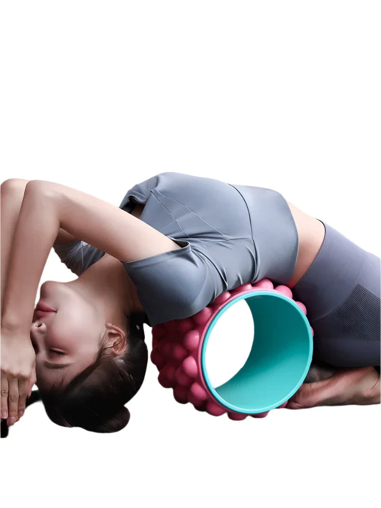 Yoga Wheel and Shoulder Roller – Deep Massage Pilates Circle, Rose Red