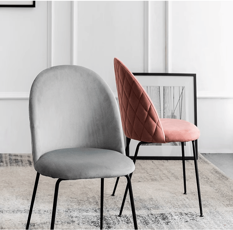Light Luxury Velvet Dining Chair Modern Leisure Chair with Backrest Grey