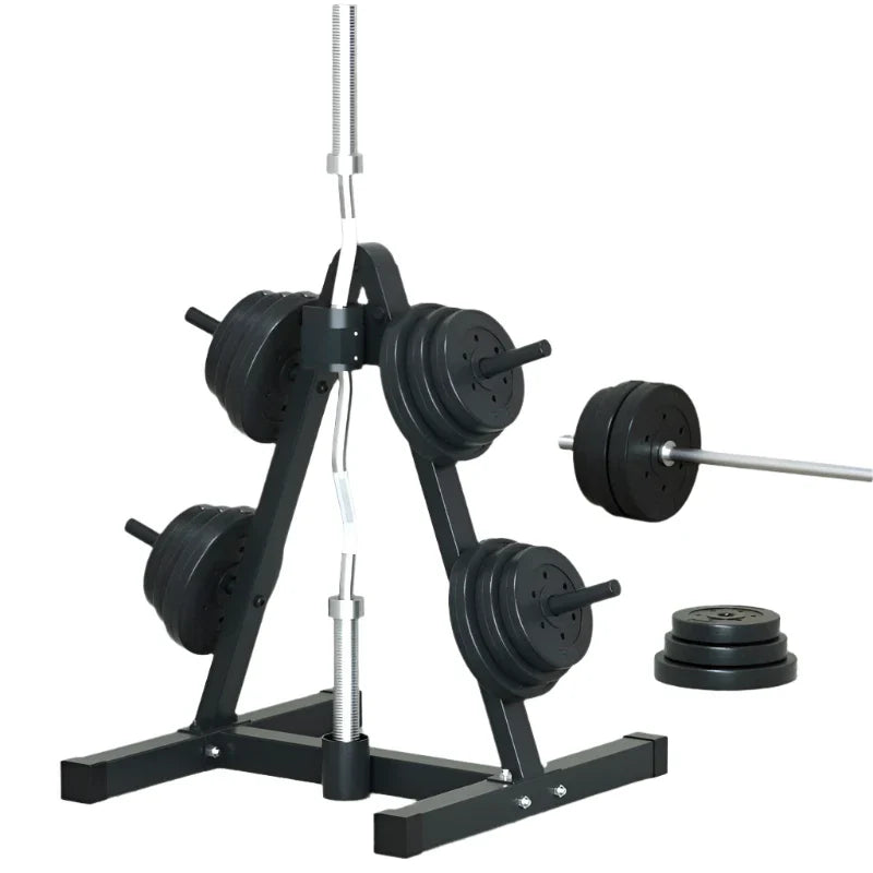 Heavy-Duty Household Barbell Plate Rack - Black Olympic Weight Storage