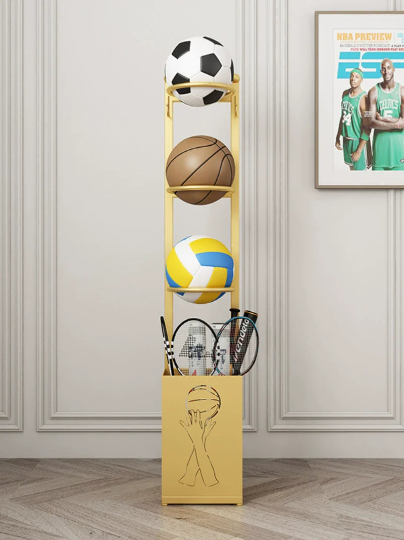 3-Layer Sports Equipment Rack - Gold
