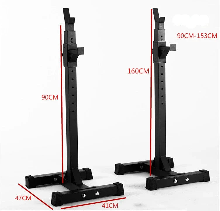 Black Split Squat Rack – Adjustable Household Fitness