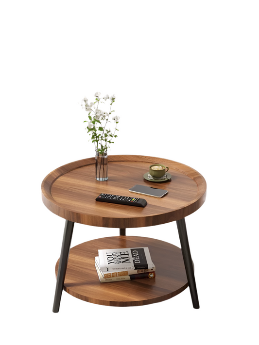 Nordic Walnut Double-Layer Coffee Table