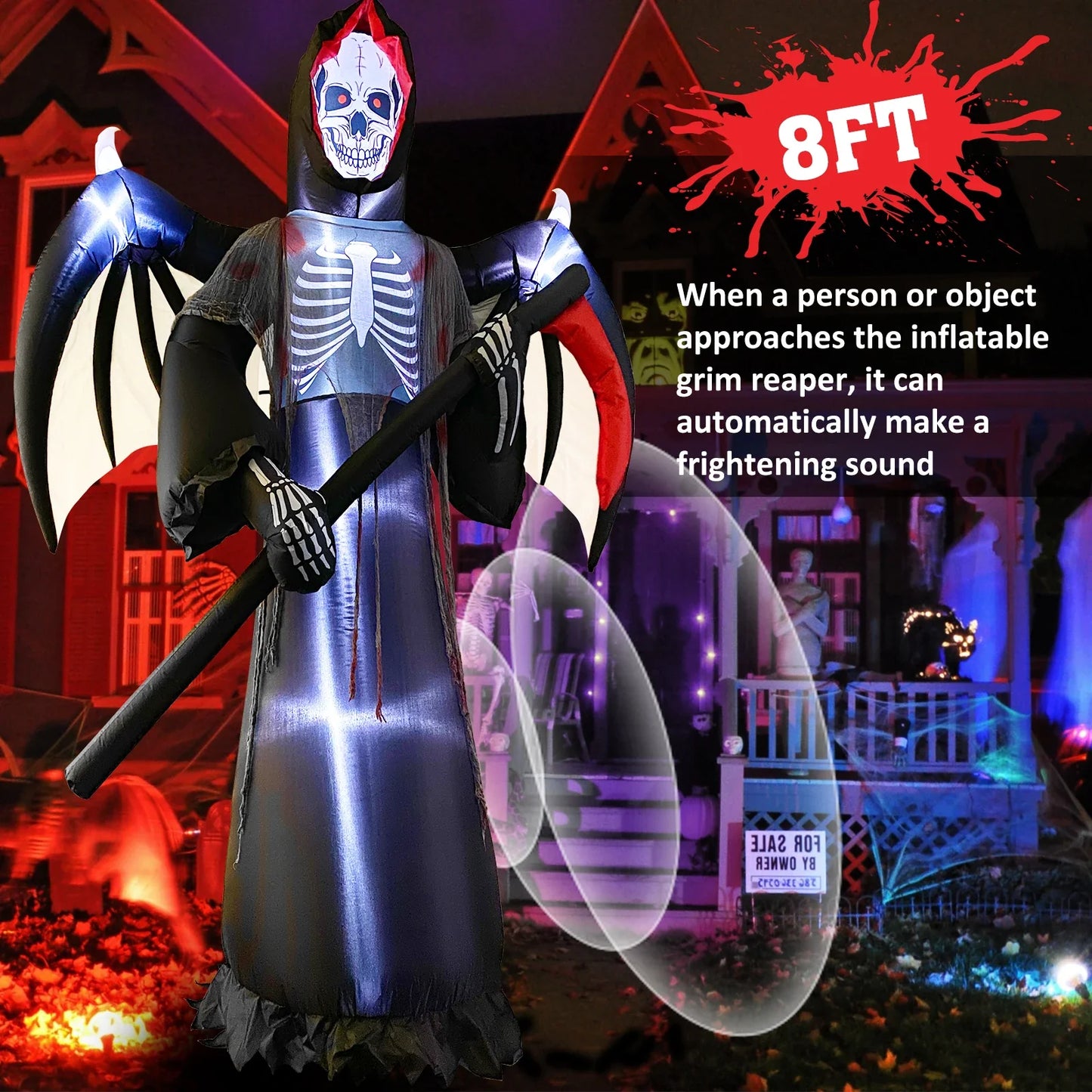 Halloween Inflatable Grim Reaper with Radar Sound Control