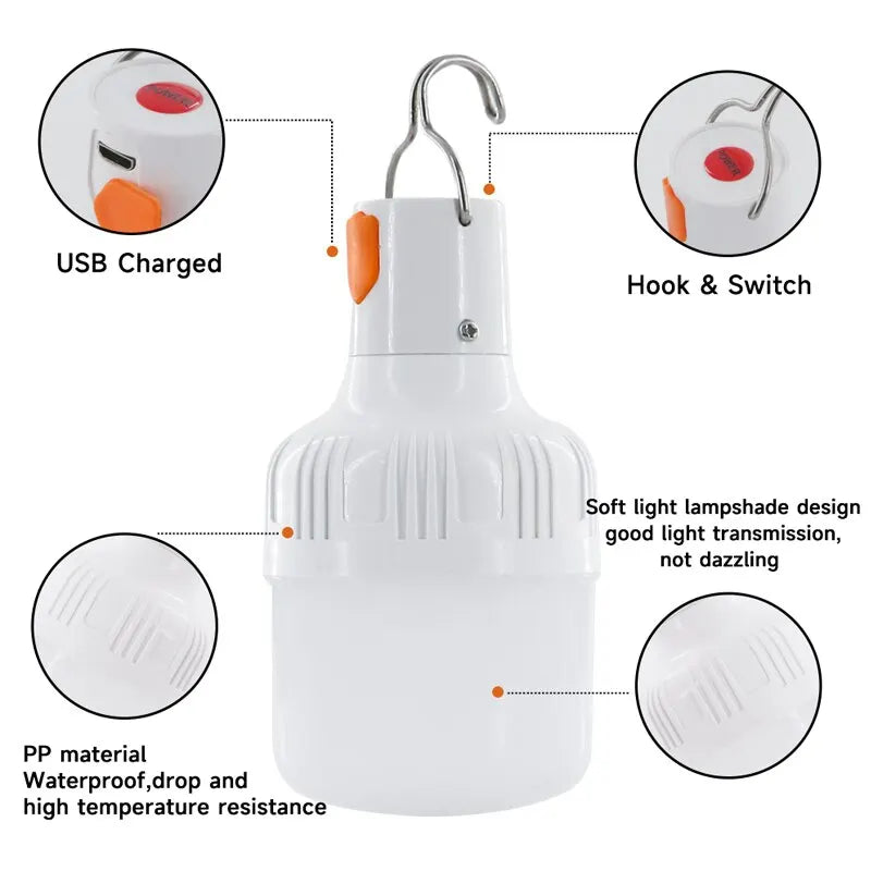 Outdoor USB Rechargeable LED Emergency Camping Light