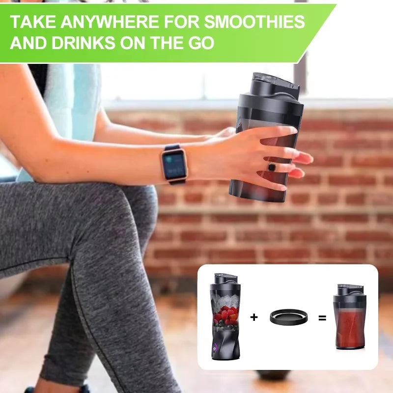 700ML Portable Electric Juice Cup High Powered USB Blender Black