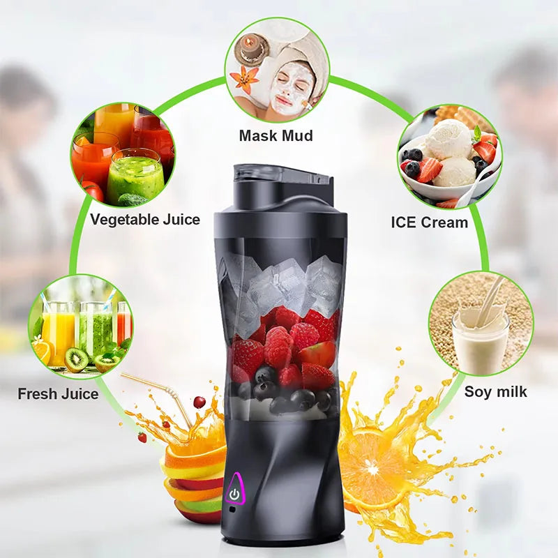 700ML Portable Electric Juice Cup High Powered USB Blender Black