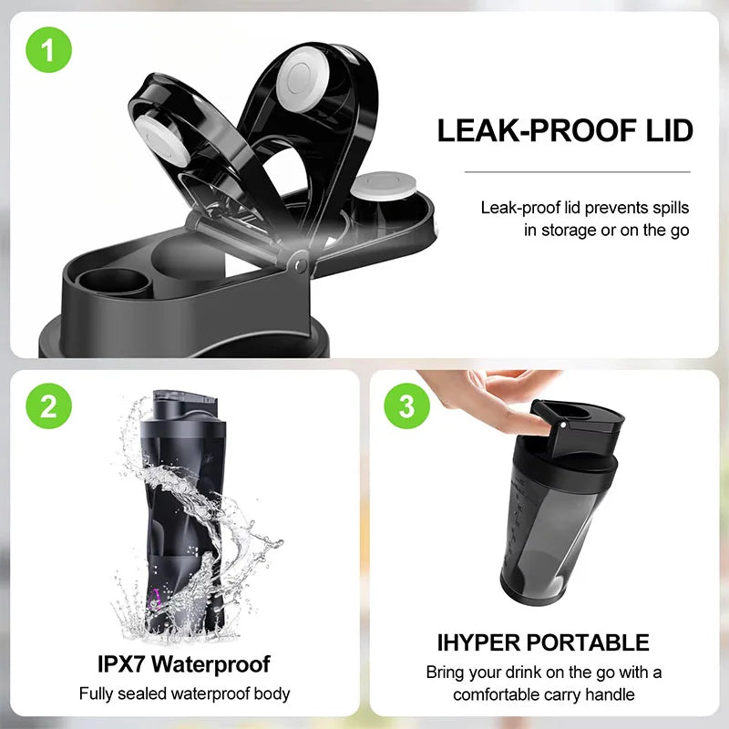 700ML Portable Electric Juice Cup High Powered USB Blender Black