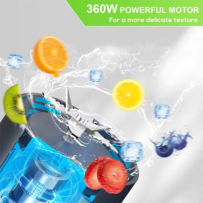 700ML Portable Electric Juice Cup High Powered USB Blender Black