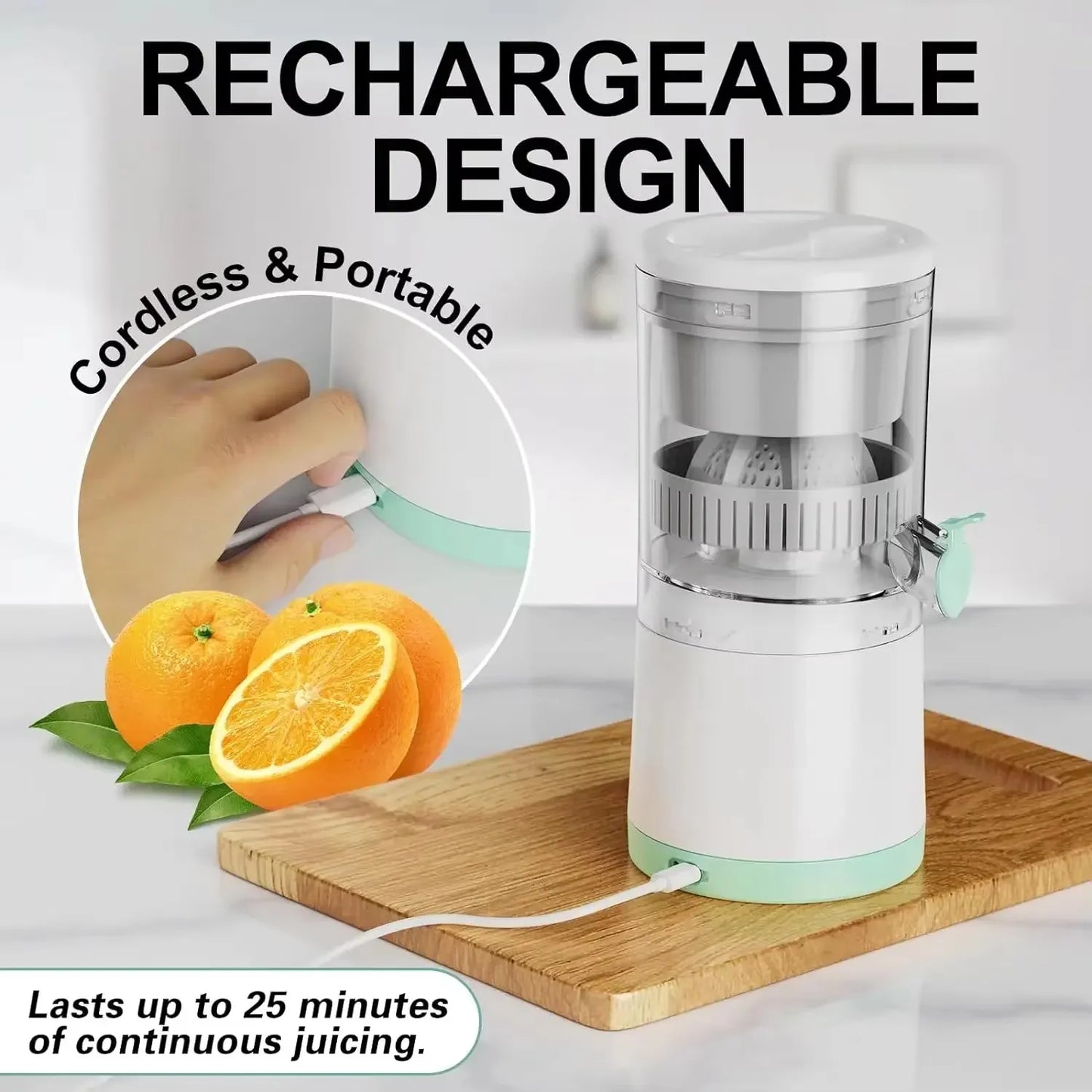 Portable Electric Fruit Juicer USB Rechargeable White