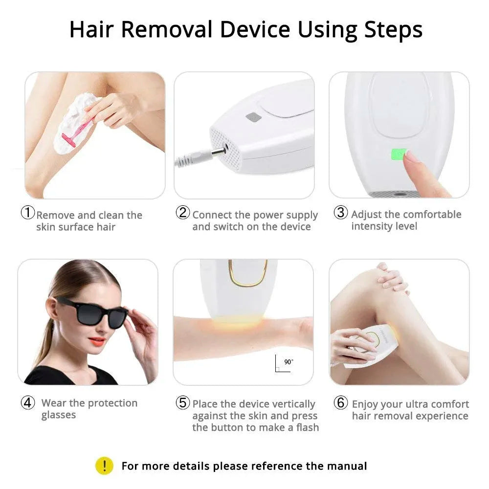Professional IPL Laser Hair Removal Handset Permanent White