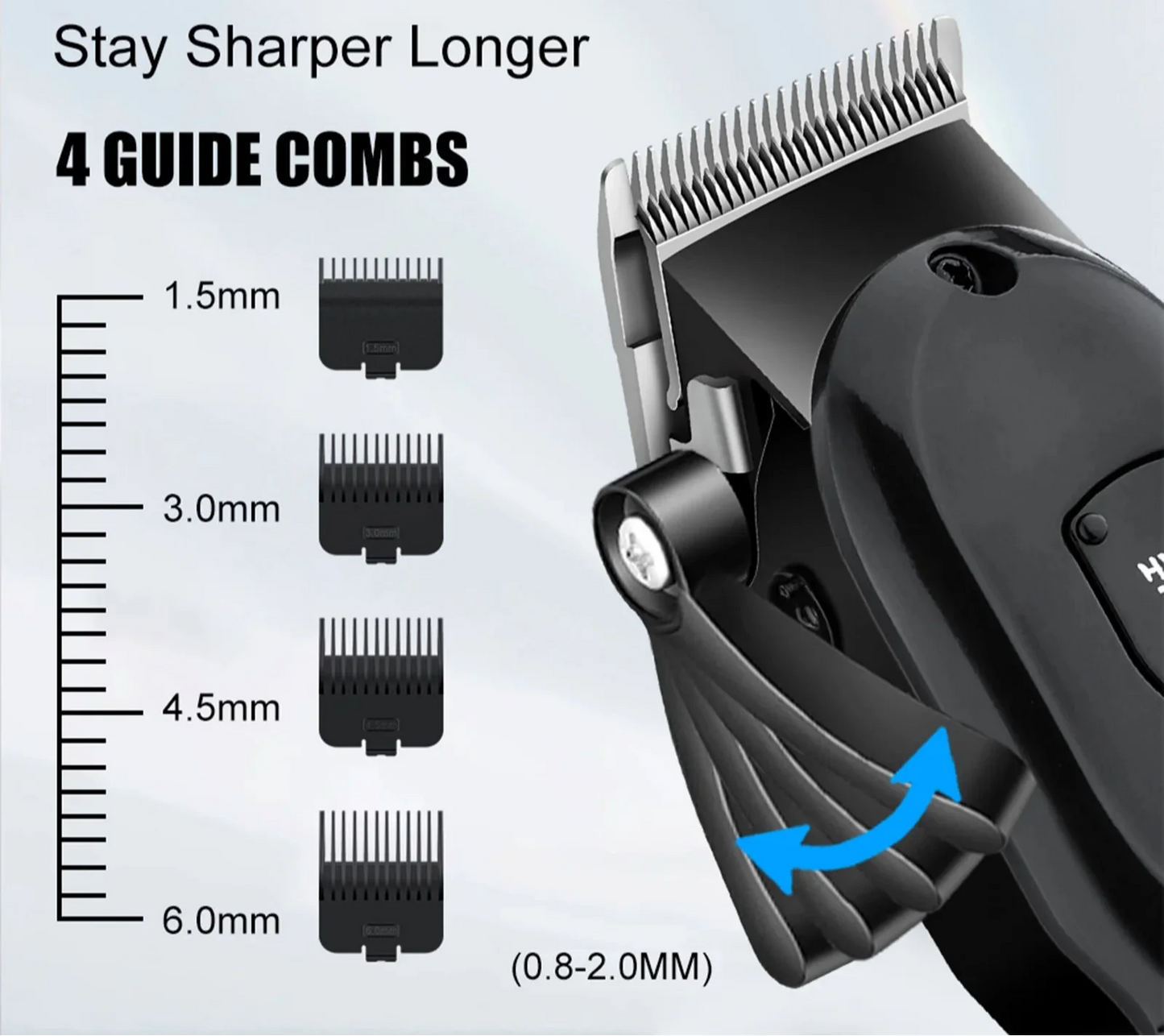 Professional Cordless Hair Clipper Set Wet & Dry Grooming Kit Black