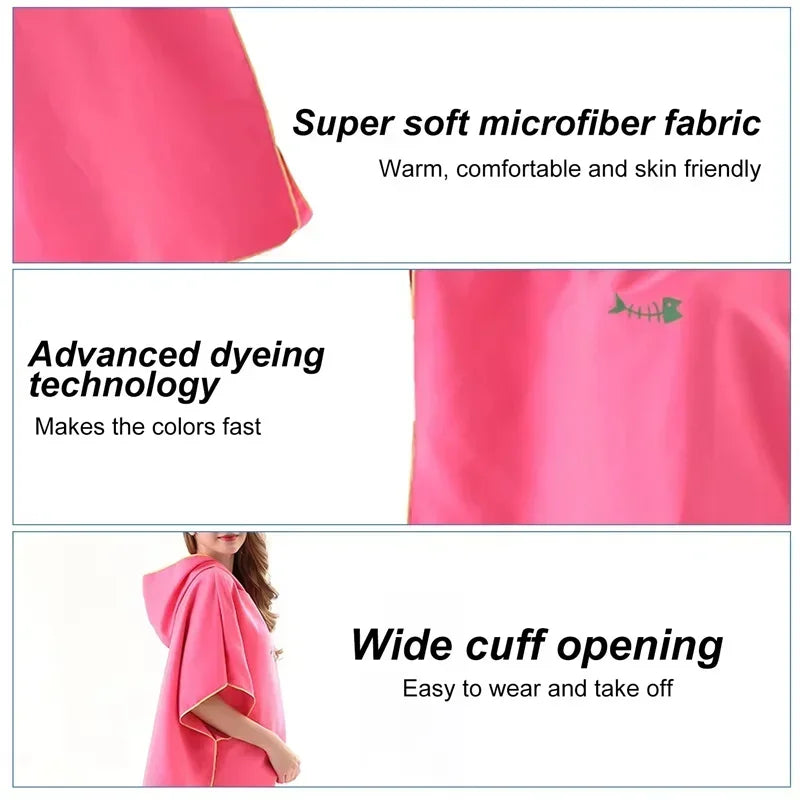 Quick-Drying Hooded Bathrobe for Swimming & Fitness