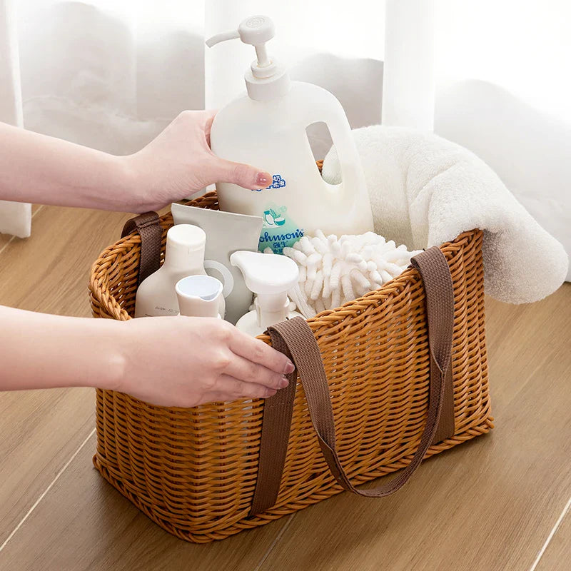 Rattan-Like Portable Storage Basket for Picnic