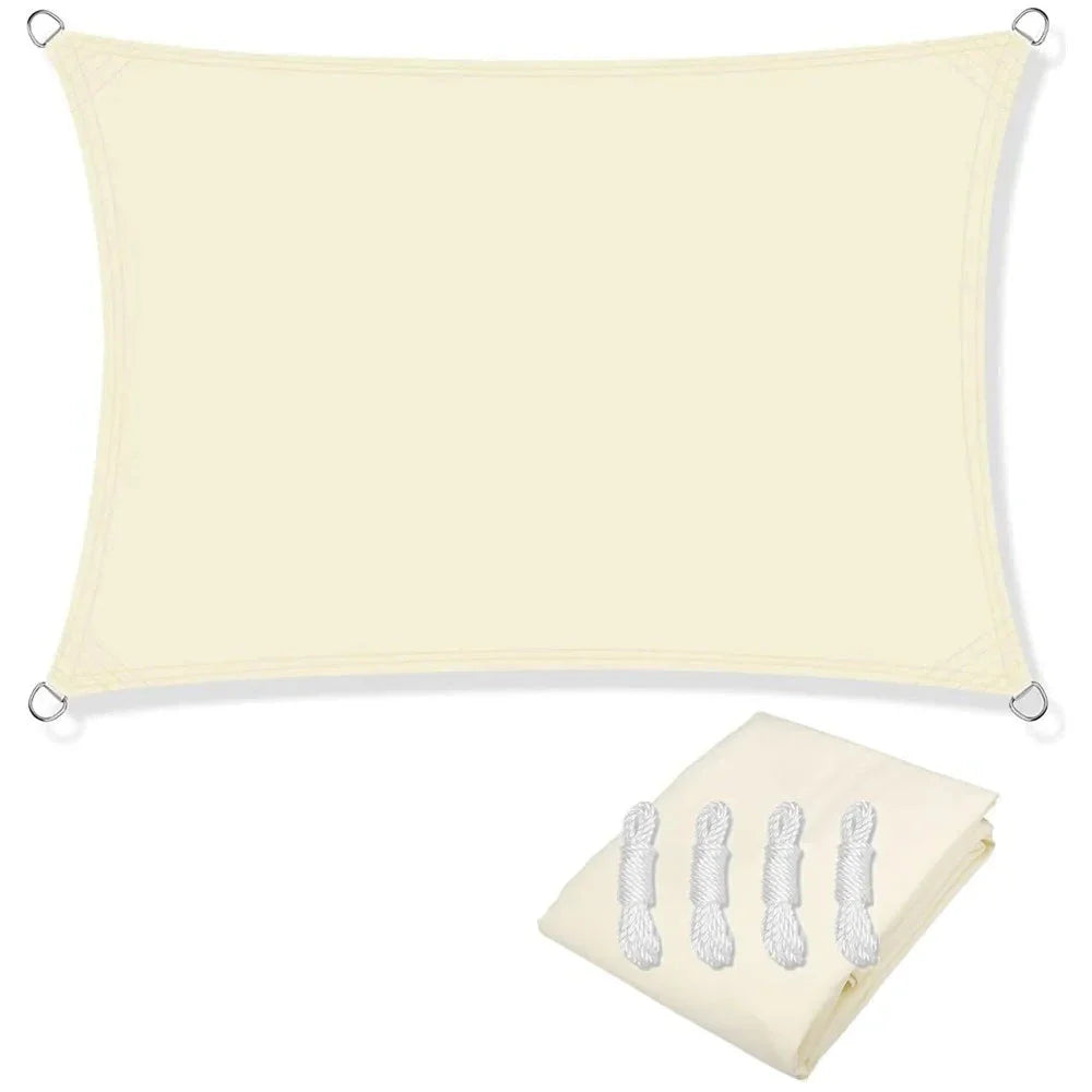 Rectangular Sunshade Sail UV Block Waterproof Canopy (Beige)