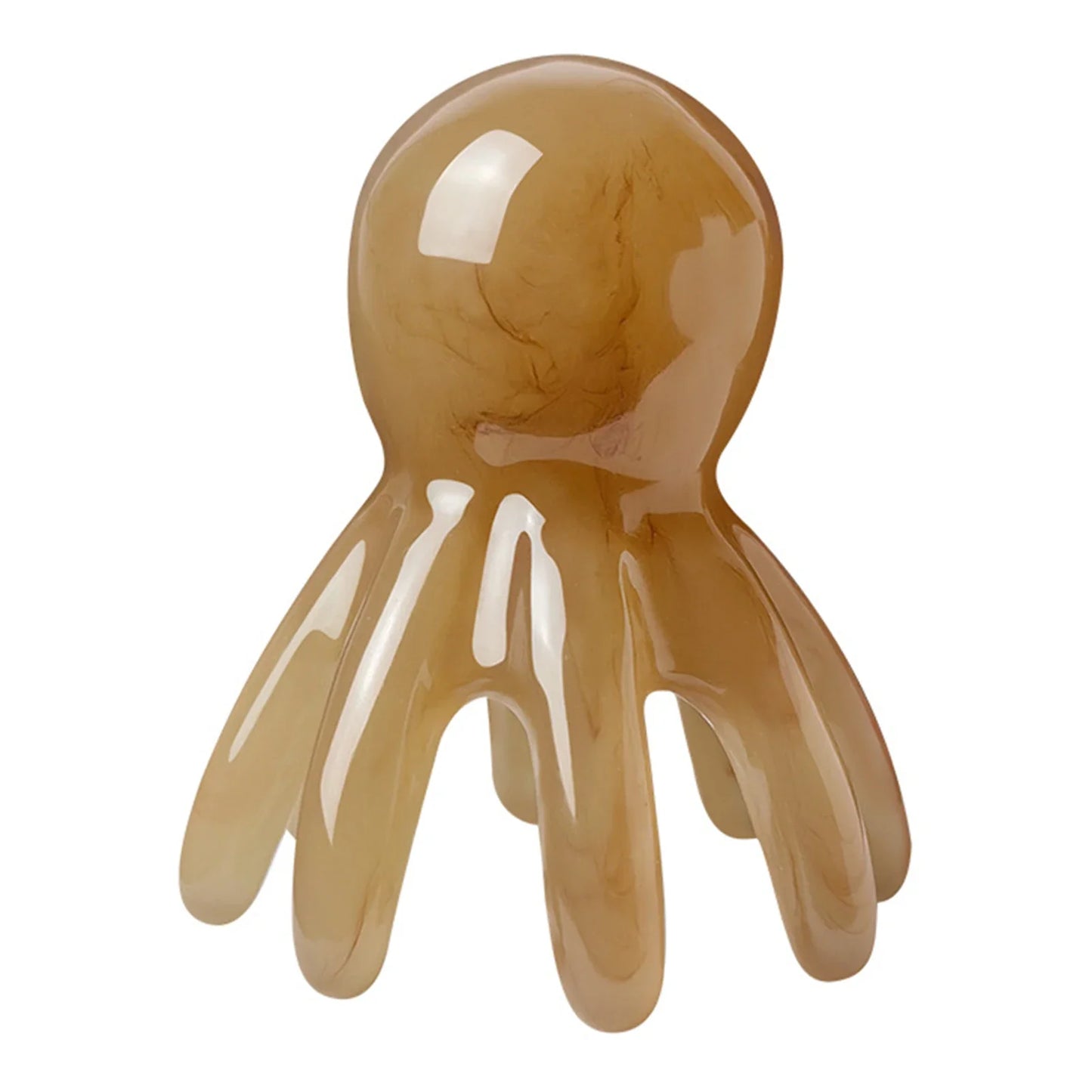 2Pcs Portable Resin Octopus Massage Comb 8 Prong Brown