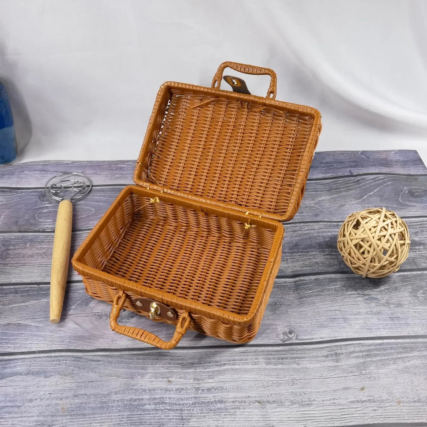 Retro Rattan Woven Storage Basket