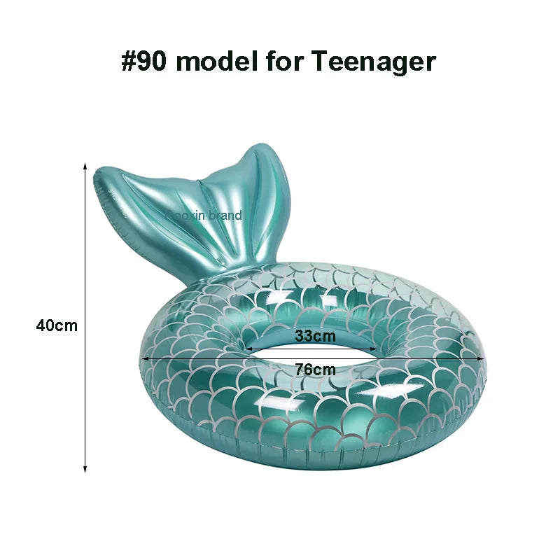 Inflatable Mermaid Swimming Ring with Backrest for Adults