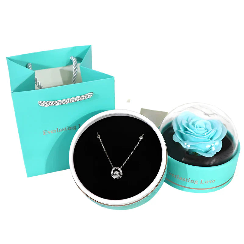 Romantic Eternal Rose Jewelry Box Necklace Ring Storage