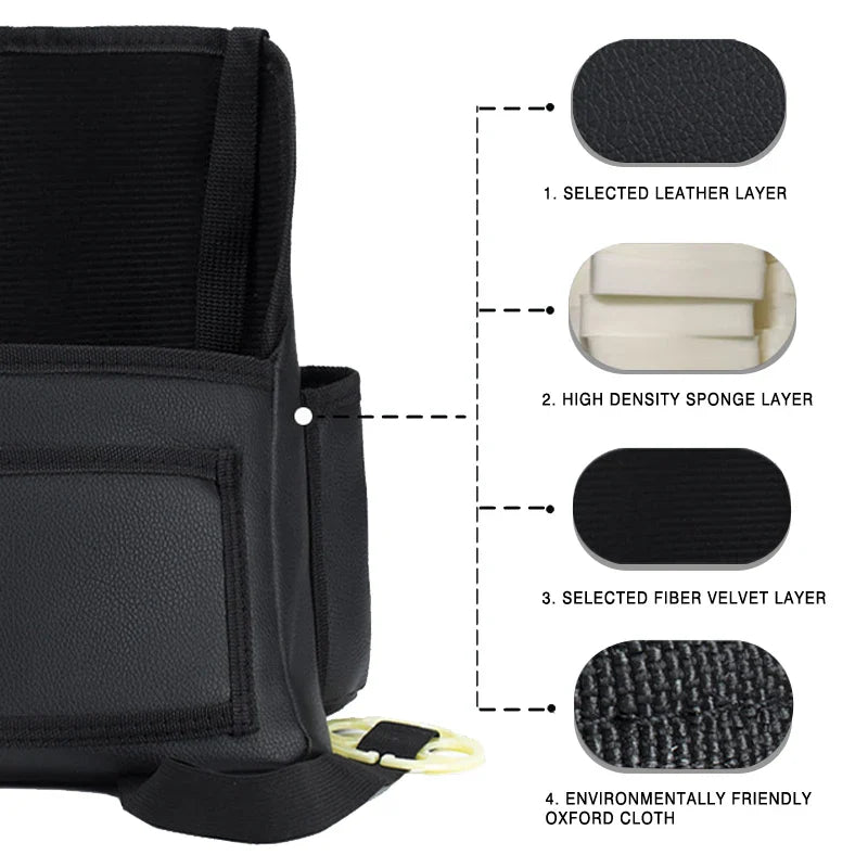 Multifunctional Leather Car Seat Storage Bag Hanging Organizer Black