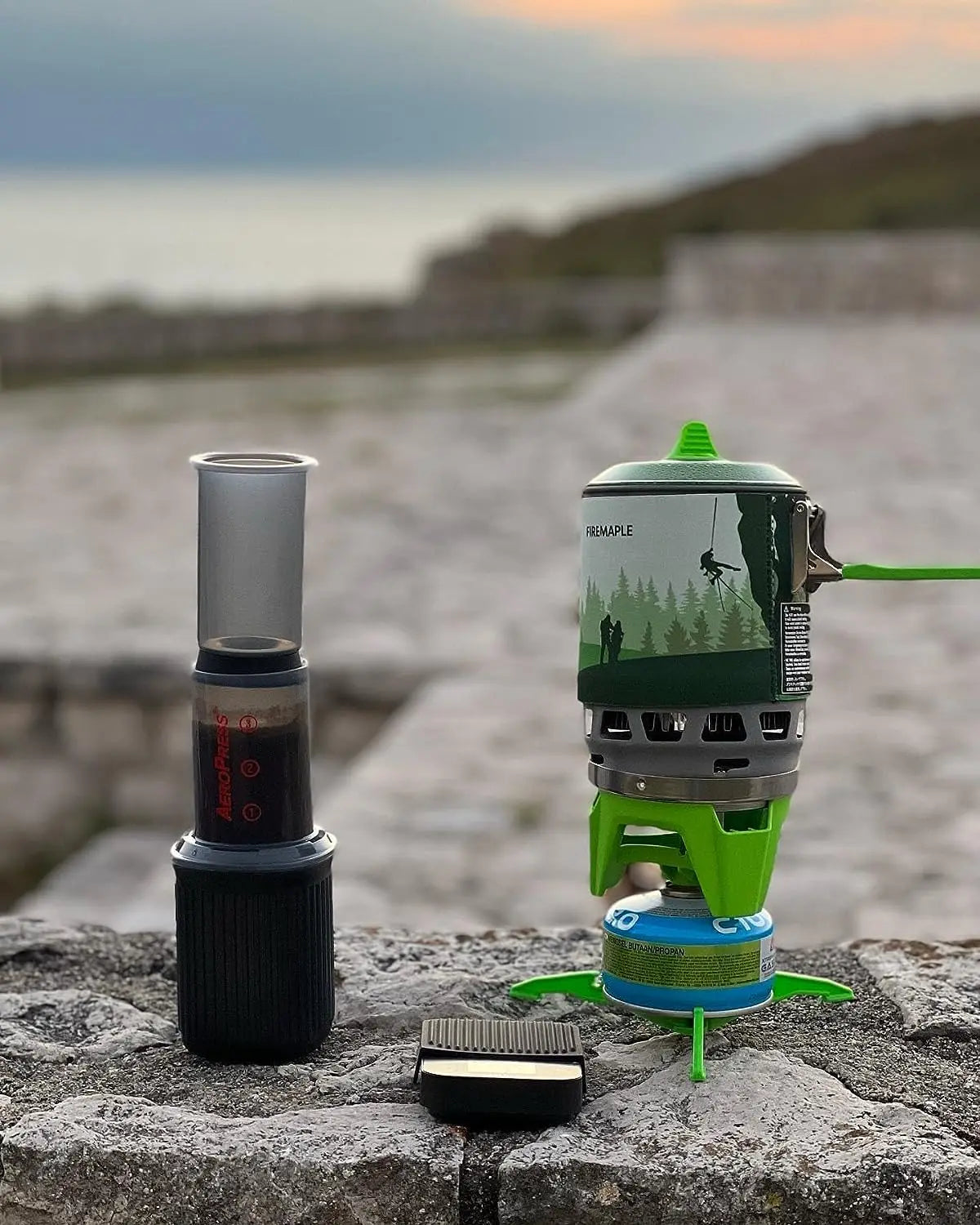 Compact Camping Gas Burner Cooking System Green