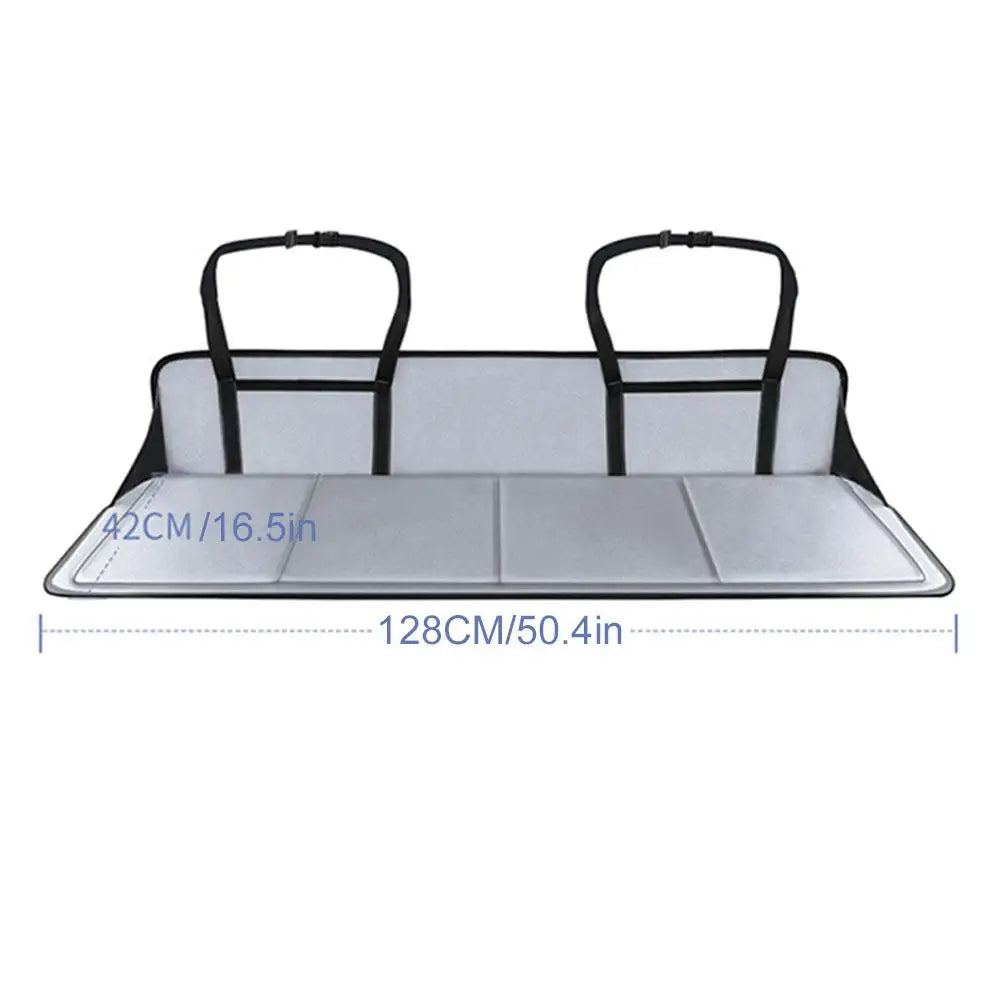 Foldable Car Camping Head Block with Storage Flannel Sleeping Pad Grey