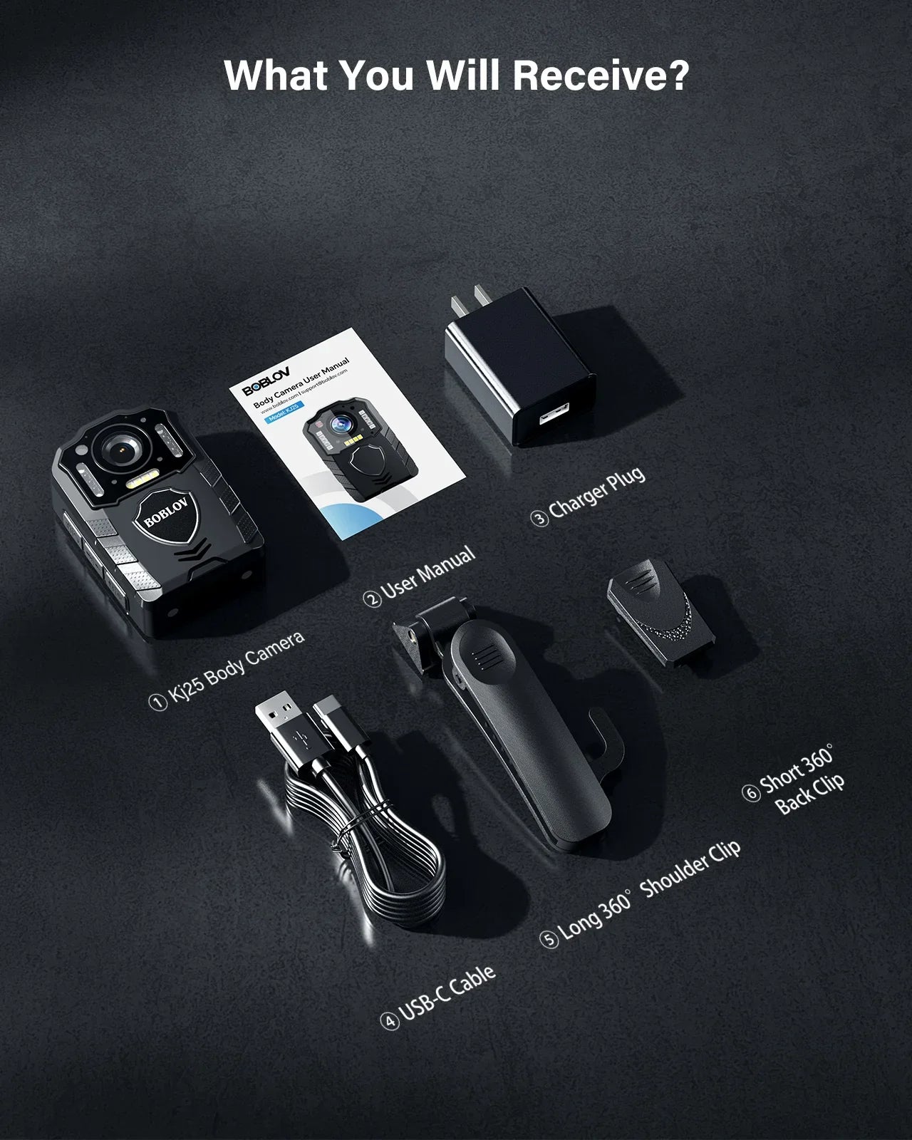 1080P Body Camera with 13-Hour Recording 64GB Black