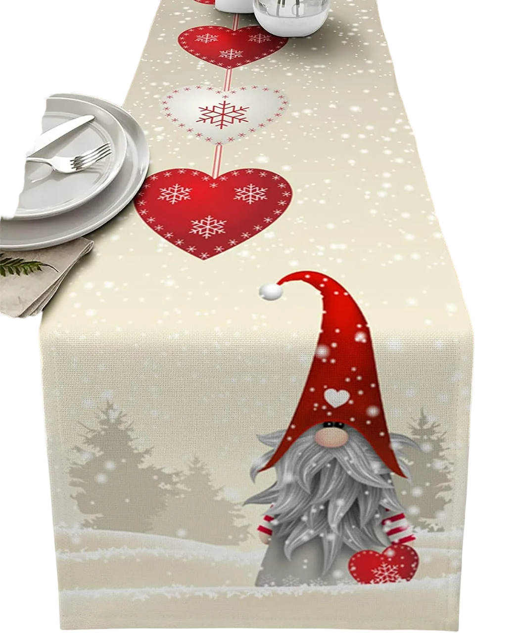 Christmas Snowflakes Linen Table Runner - Festive Dresser Scarf