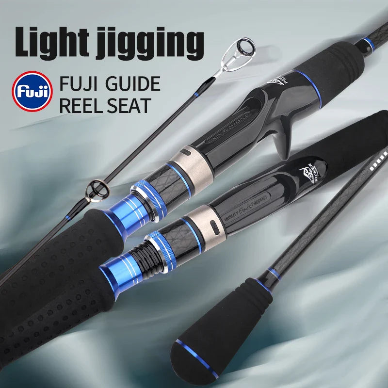 2-Section Carbon Fiber Fast Jigging Rod PE2-4 Spinning Rod Black