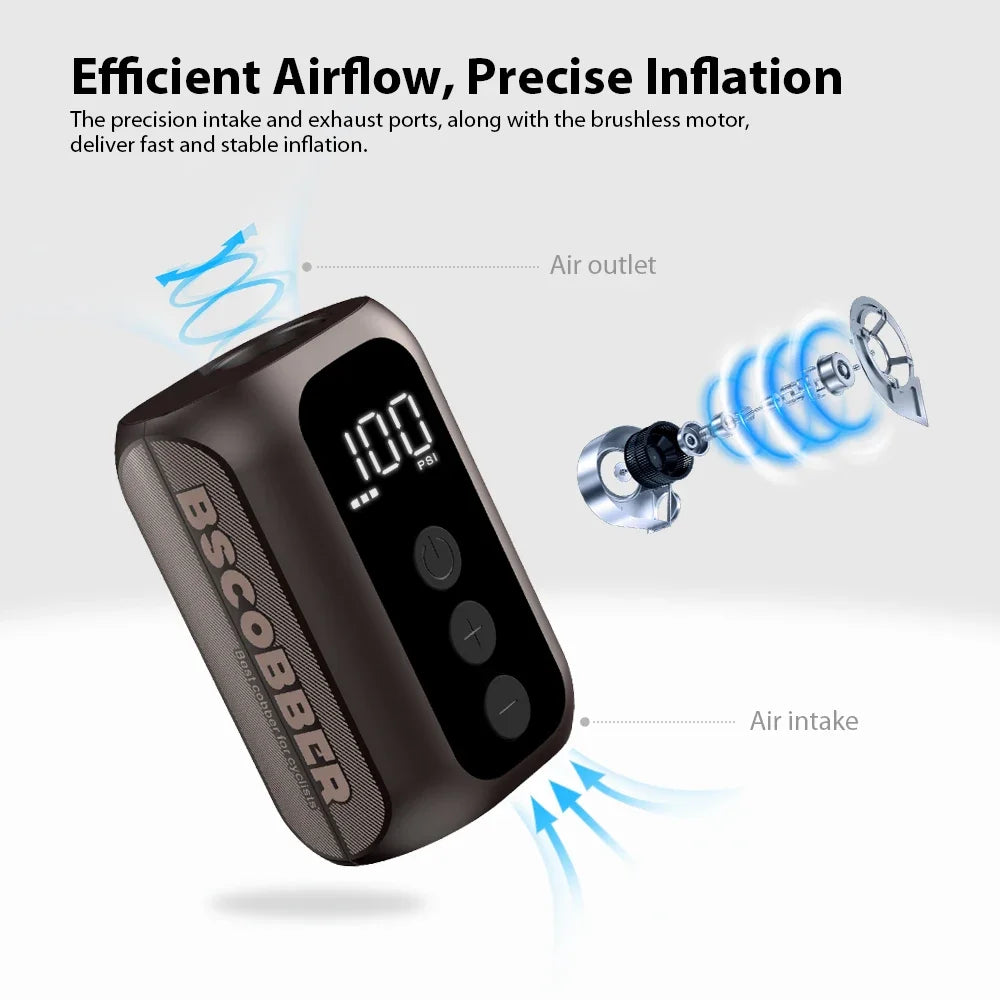 A5mini Portable Wireless Air Pump 100PSI Rechargeable Brown