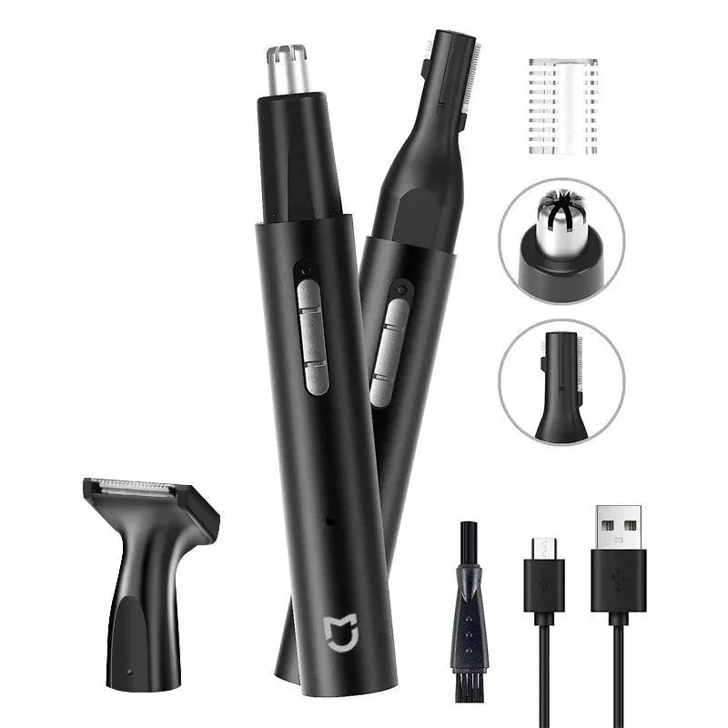 3-in-1 Electric Nose Ear Hair Trimmer Painless Rechargeable Clipper Black