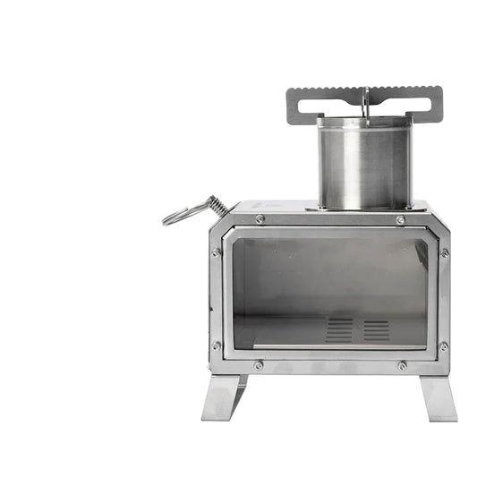 Portable Wood Firewood Square Stove Silver