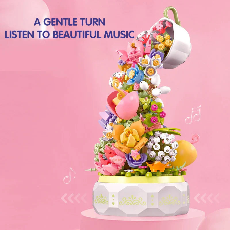 Teacup Flower Lighting Music Box