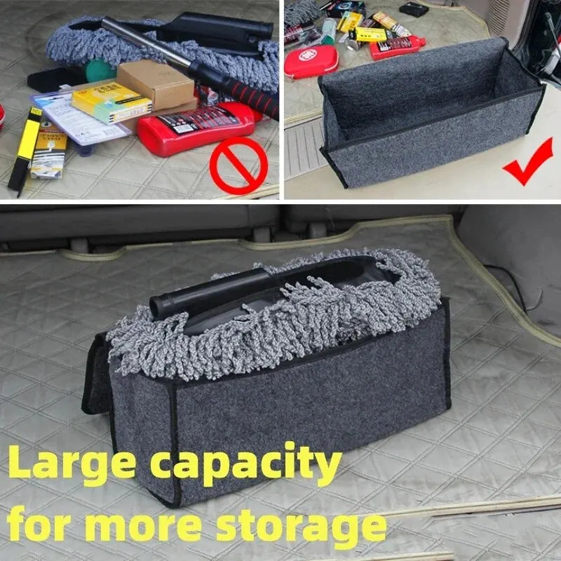 Large Anti Slip Car Trunk Organizer Soft Felt Storage Box Grey