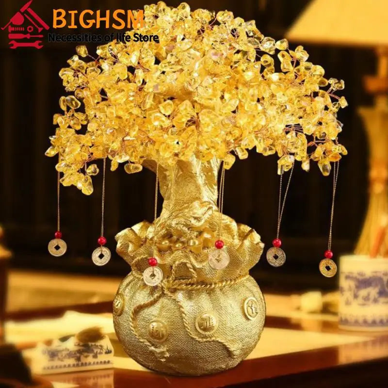 14cm Feng Shui Yellow Lucky Wealth Trees