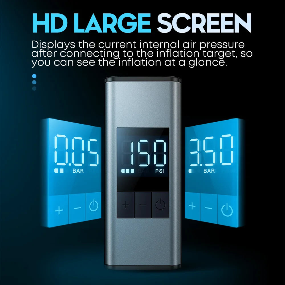 150 PSI Electric Bike Pump Aluminum Tire Inflator Silver