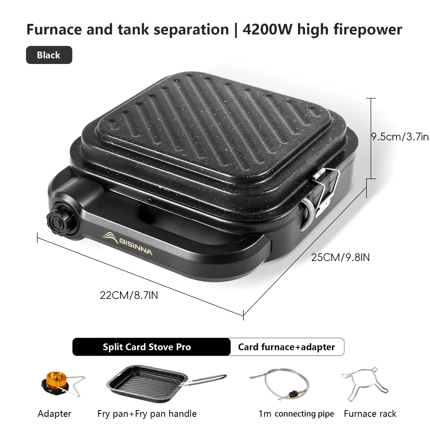 4200W Camping Gas Stove Black