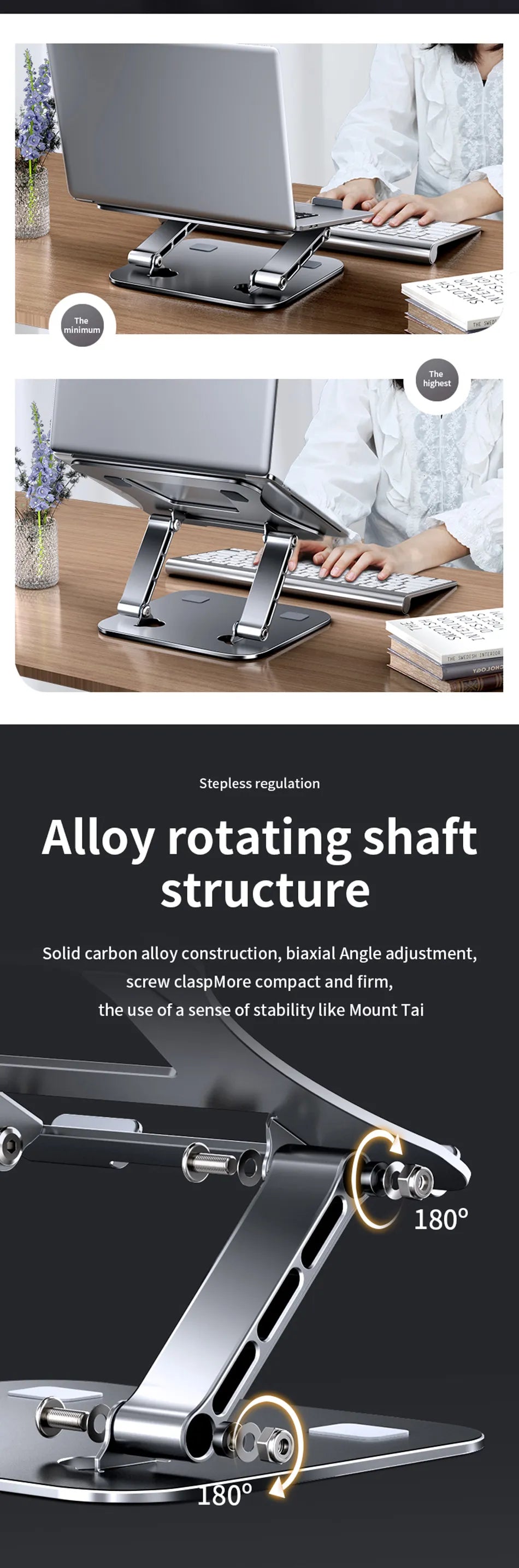Laptop Stand Adjustable Aluminum Up to 17 Inch Laptop Portable Cooling