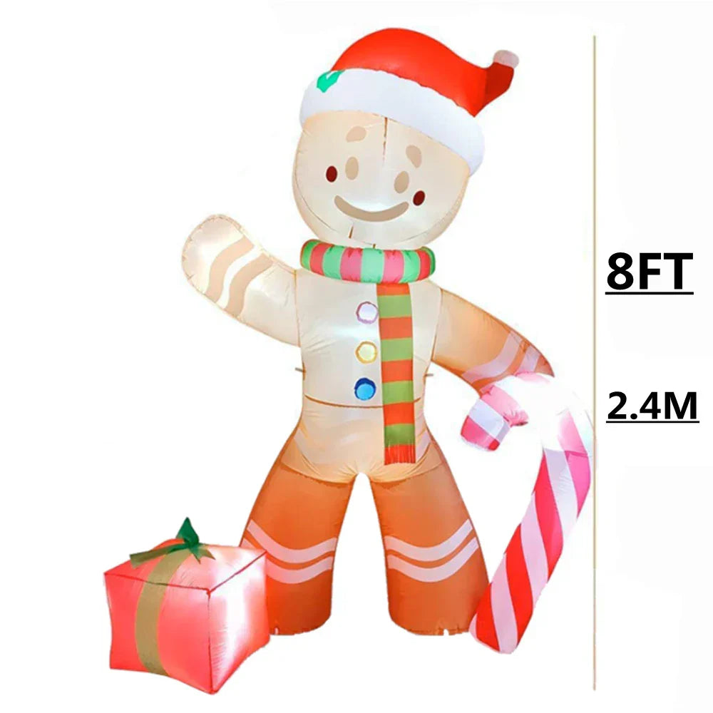 2.4M Christmas Inflatable Gingerbread Man with LED Decorations