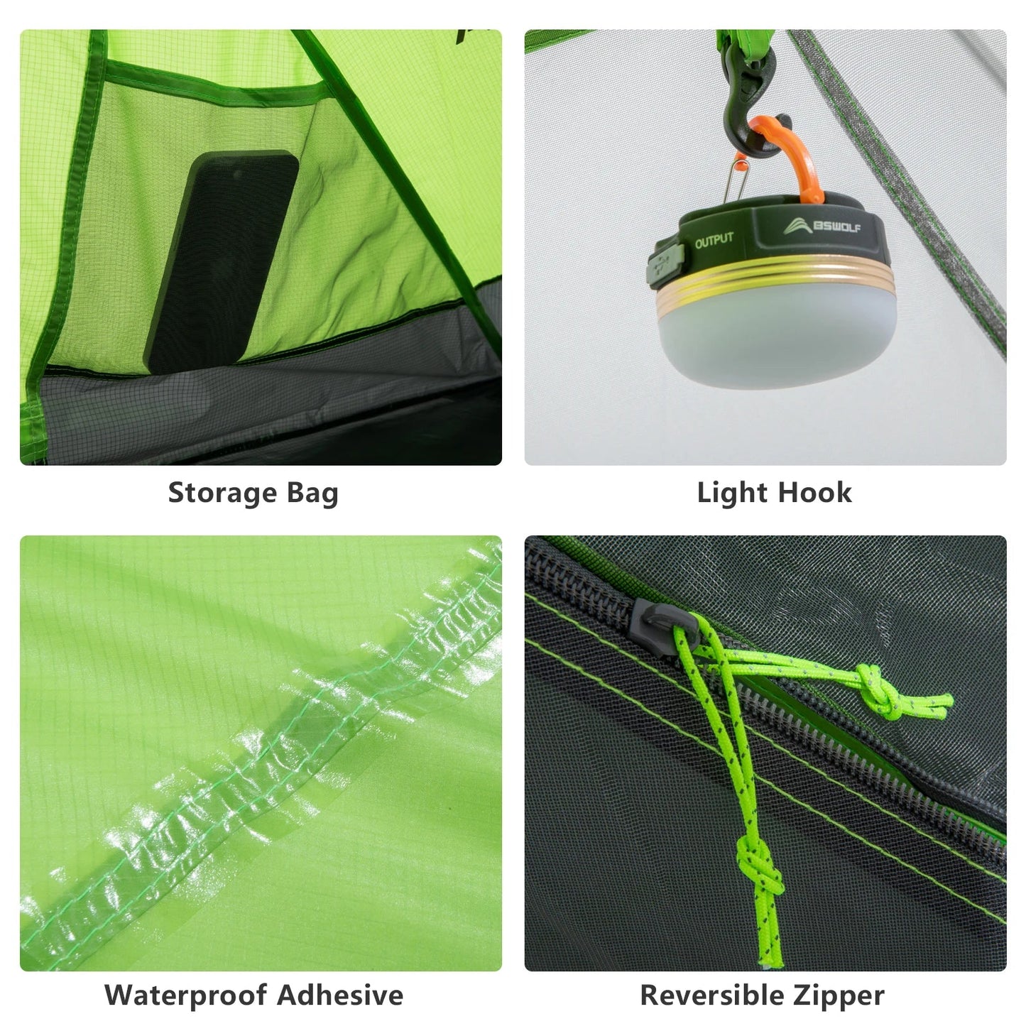 2-Person Double-Layer Camping Tent Waterproof Backpacking  Green