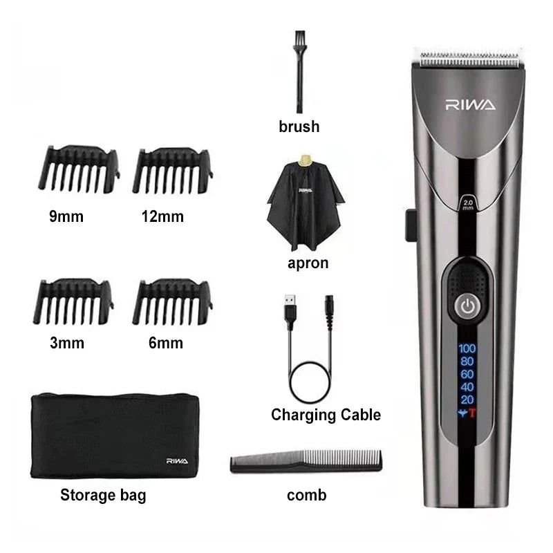 Electric Hair Clipper Variable Speed Barber Trimmer Grey