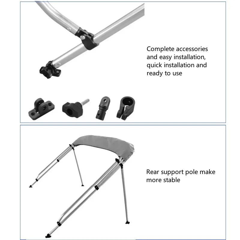 Bimini Top with 25mm Aluminum Tube and 600D Polyester Canvas