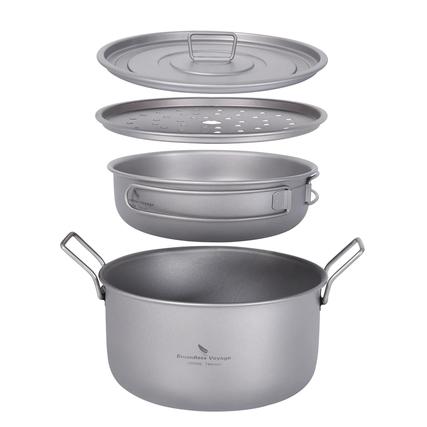 Titanium Camping Cookware Set Grey
