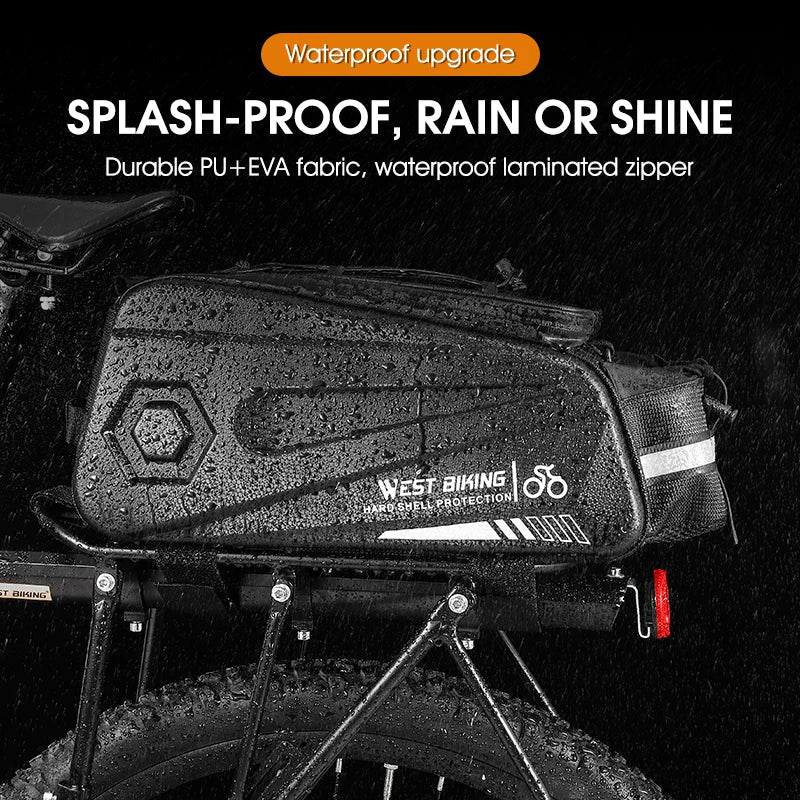 8.6L Hard Shell Waterproof Bicycle Trunk Bag Black